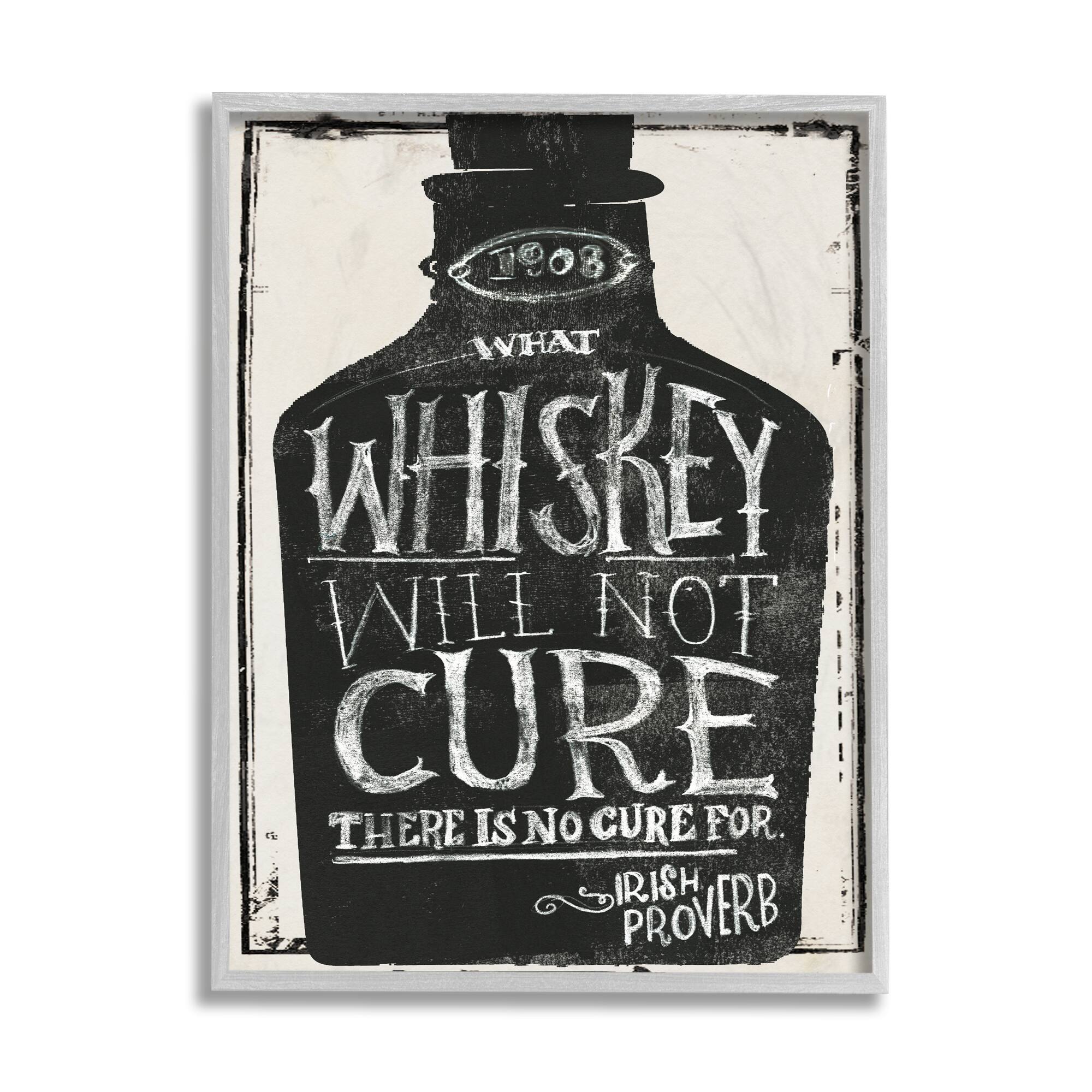 Stupell Industries Distressed Rustic What Whiskey Won't Cure Phrase in Frame Wall Art